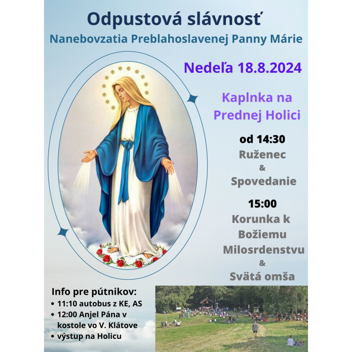 Odpustová slávnosť  na Prednej Holici - 18. 8. 2024